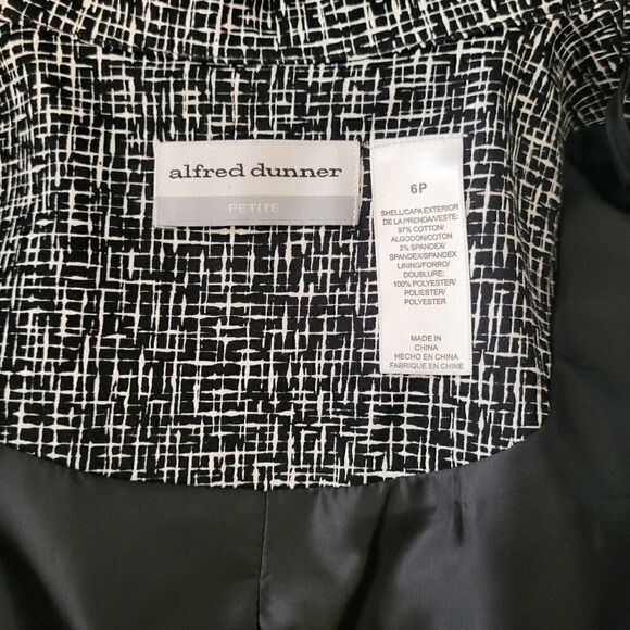 ALFRED DUNNER Women Black Blazer with spread collar open front 3/4 Sleeve 6P - Picture 8 of 15